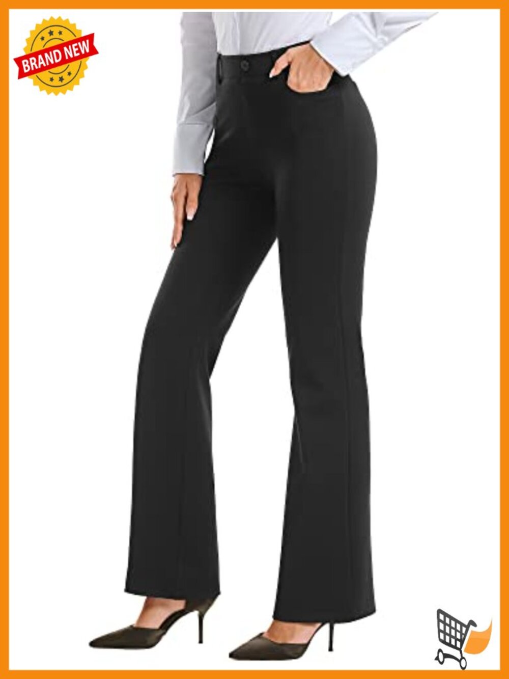 Womens Bootcut Stretch Dress Pants Slacks Pull On Pockets Work